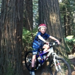 Conor mountain biking in Redwoods